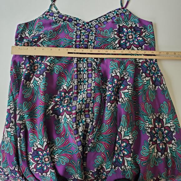 Nicole Miller Printed Empire Waist Hanki Hem Midi Dress Drawstring Empire Waist - Picture 11 of 14